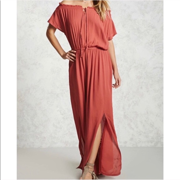 Level Eight Dresses & Skirts - NWT Rust Orange Off The Shoulder Boho Maxi Dress